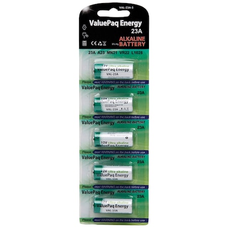 Dantona ValuePaq Energy 23A Alkaline Cylindrical Batteries, Pack/5 VAL-23A-5